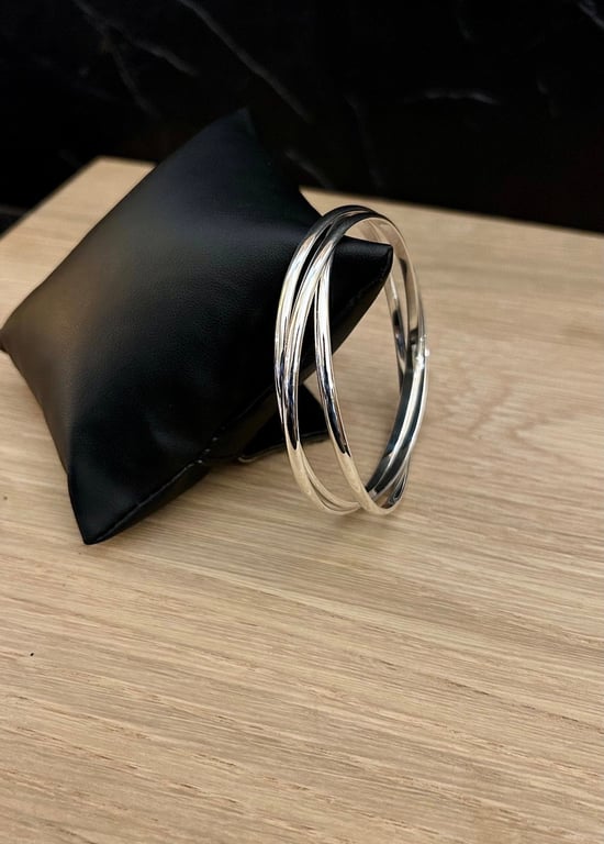 "Trillion" - Sterling Silver Russian Bangle - Made to any size - Interlocking 