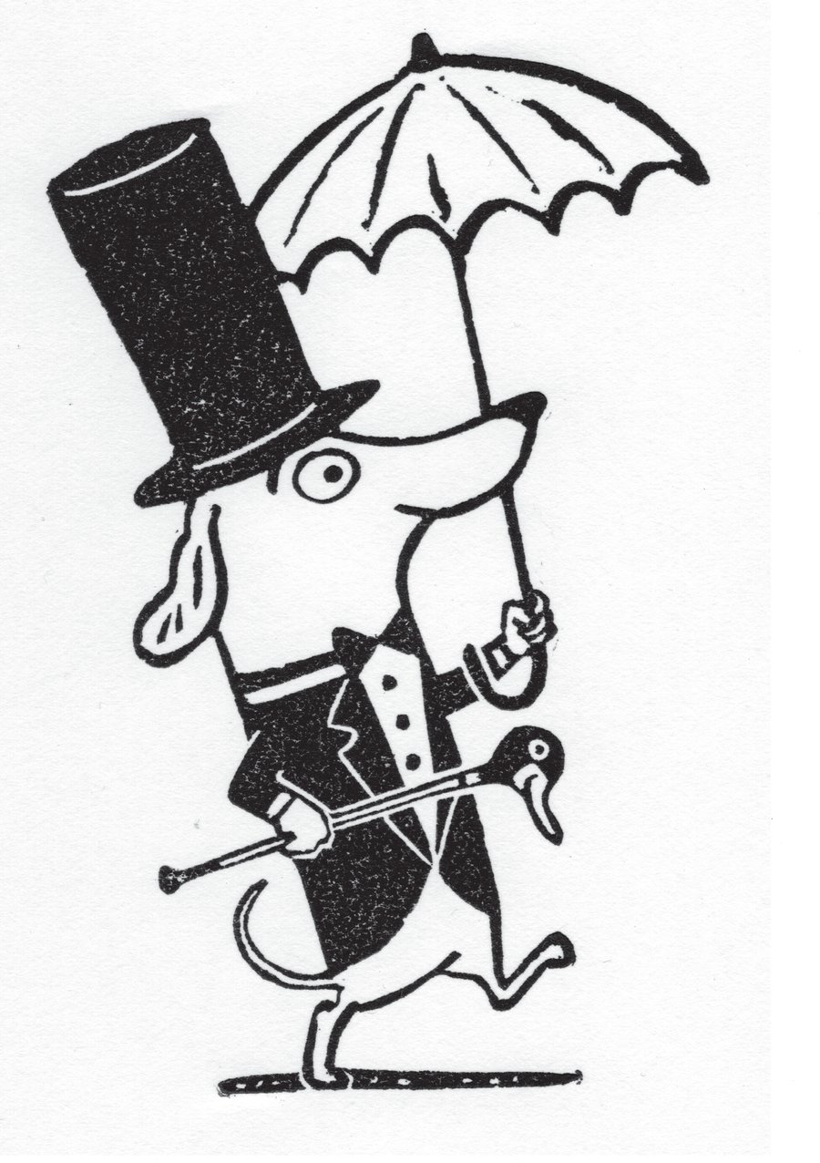 Dapper Dachshund A5 Linocut Print