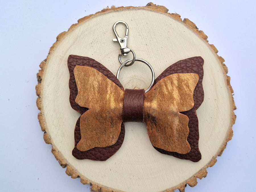 Leather Butterfly Keyring