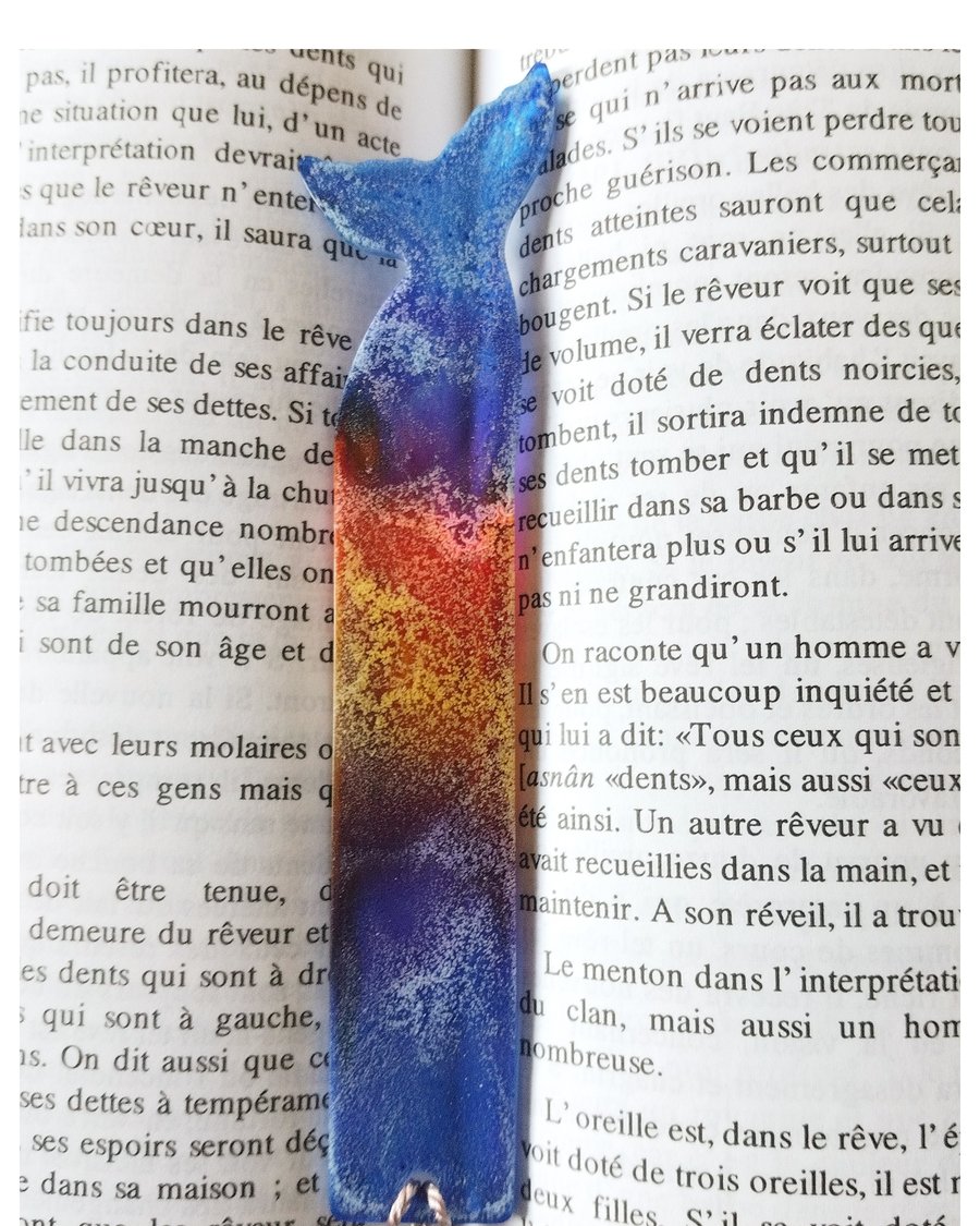 Resin Bookmark Rainbow, Bookmark Rainbow fish tail, Alcohol Ink Bookmark Rainbow