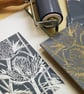 Eryngium grey - Hand cut Linocut Print - Image 3