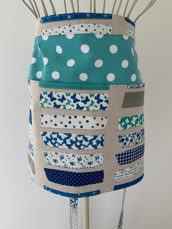 Cotton Floral Half Apron, Lined, Vendors Apron, Craft Apron, Gardening Apron