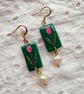 Pink Tulip Pearl Drop Earrings