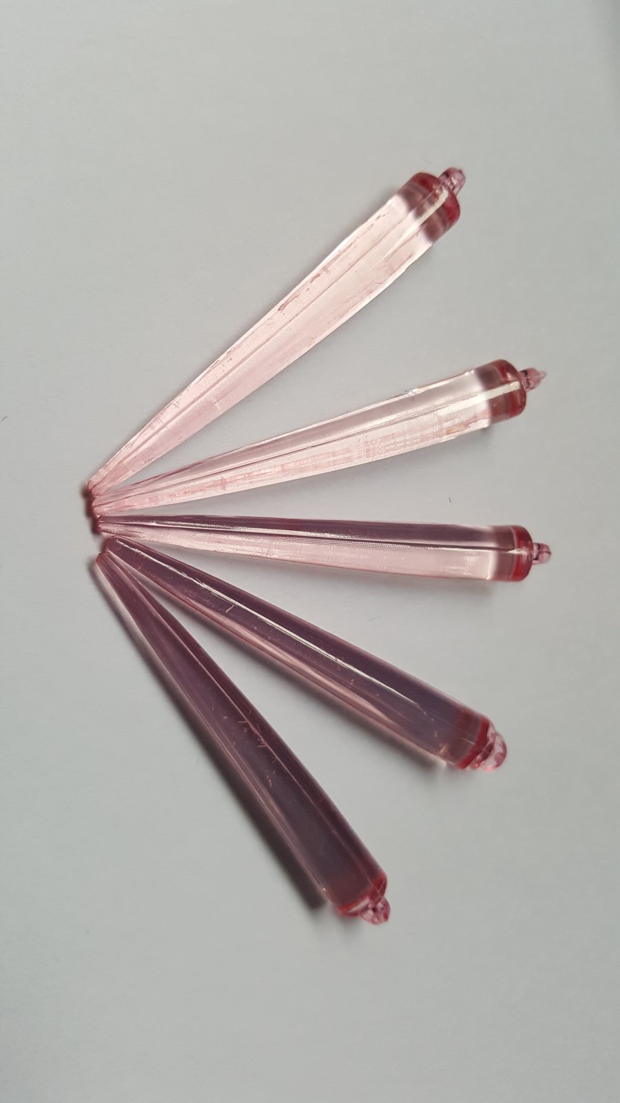 15 x Acrylic Spike Pendant Drops - 52mm - Pale Pink 