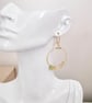 Healing Crystals Gold Hoop Earring Glass Bead and Jade, Fluorite,Yellow Calcite  - Image 4