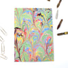 Marbled paper art greetings card frog foot pattern