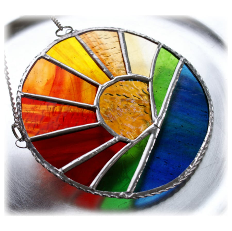 Sunrise Picture Stained Glass Suncatcher Handmade Sun Ring 016