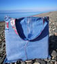 Upcycled denim floral Tote Bag – Handmade Recycled Jeans tote, country lining 