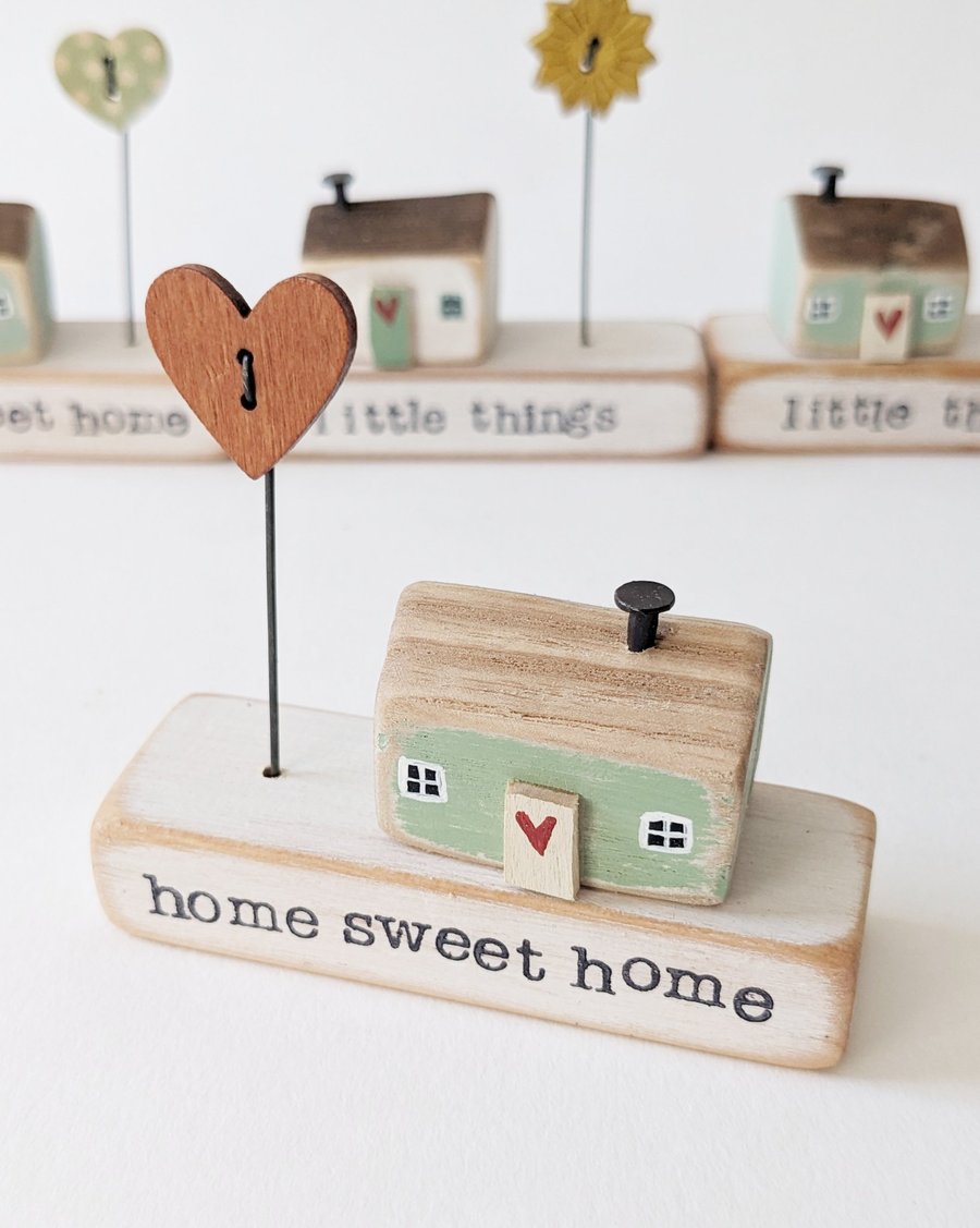 Little Wooden Painted House and Stamped Base in a Bag