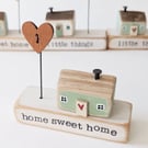 Little Wooden Painted House and Stamped Base in a Bag