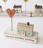 Little Wooden Painted House and Stamped Base in a Bag