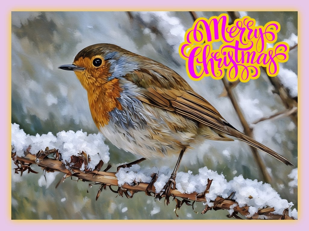 Robin in Norfolk Christmas Greeting Card A5
