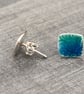 Enamel square studs. Blue and turquoise enamel studs, enamel earrings, spirals,  - Image 5