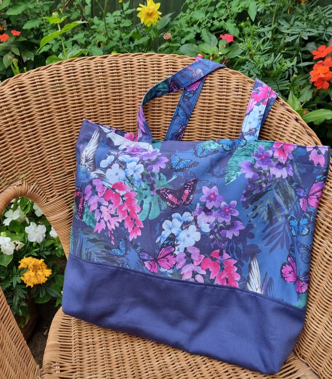 Handmade upcycled floral tote bag
