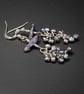  Peacock pearl cluster long drop earrings, natural pearl drops, pearl jewelry  - Image 1
