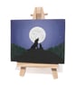 Wolf and Cub Miniature Painting - father's day gift of original acrylic art