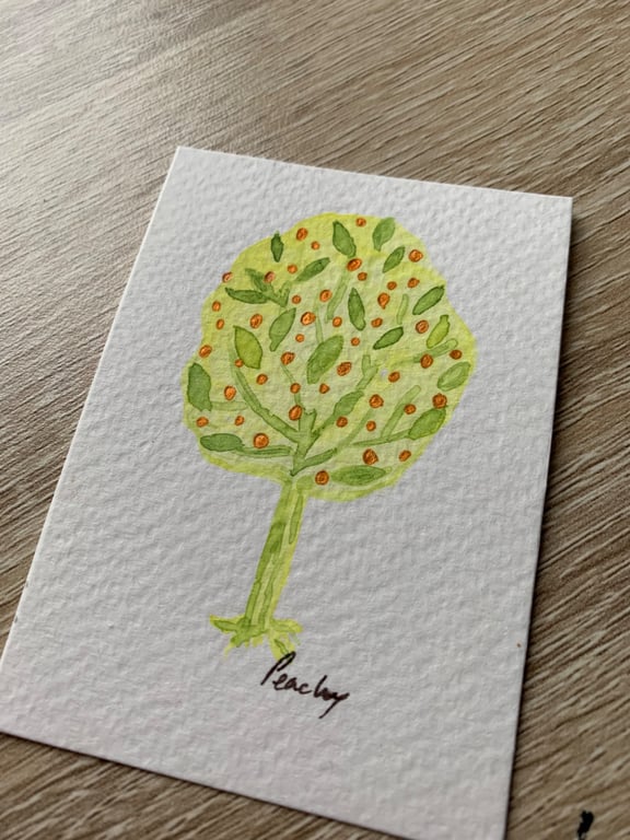 ACEO Original Abstract watercolour Tree Miniature 