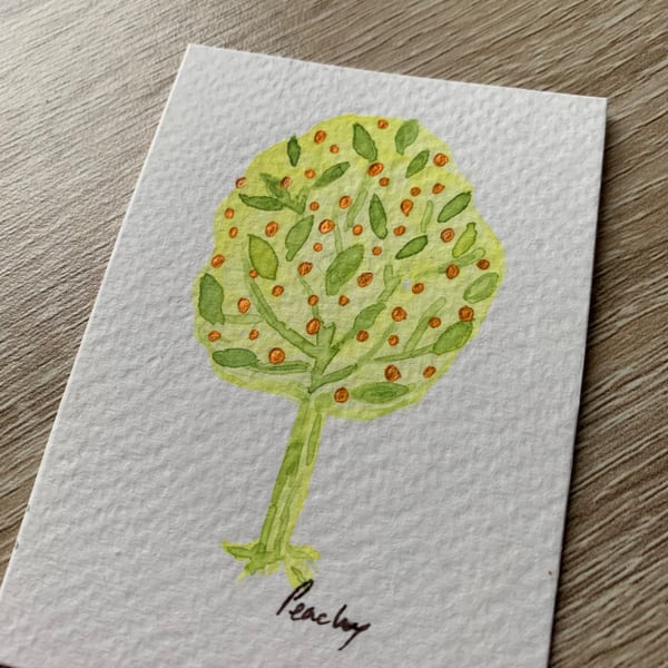 ACEO Original Abstract watercolour Tree Miniature 