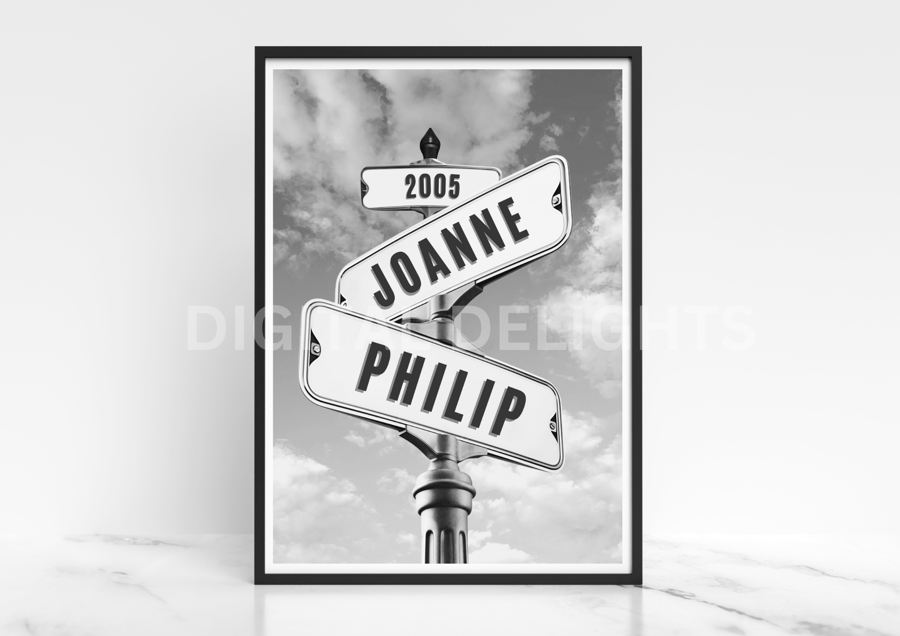 Personalised Family Print of Street Signs, Family Street Sign Art Print