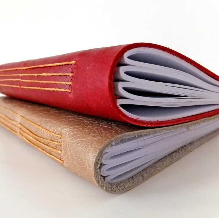 Red Leather journal, Hand sewn Leather Notebook Folksy