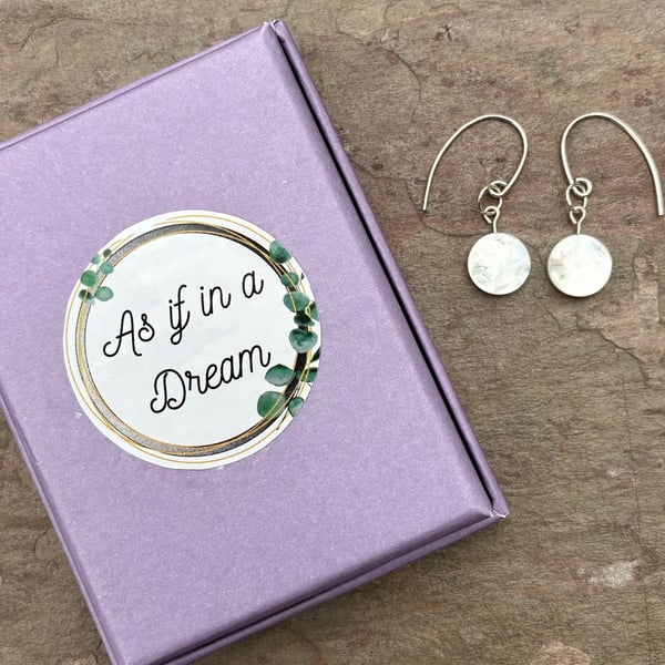 Round Disc Mother of Pearl and Sterling Silver Earrings