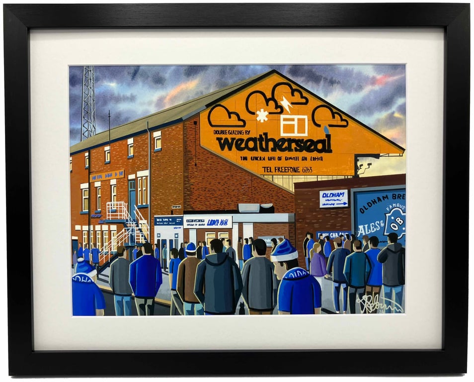 Oldham Athletic, Retro Boundary Park Framed Football Art Print 14" x 11" Frame 
