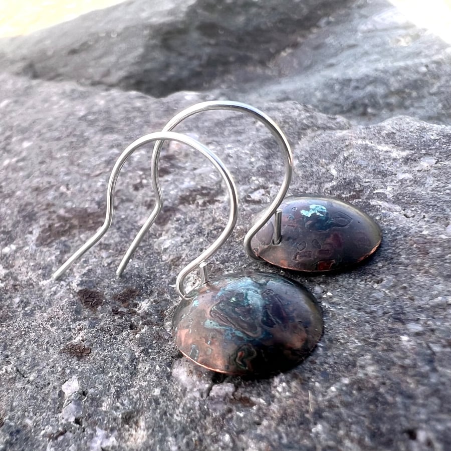 Image of Copper Verdigris Dangle Earrings