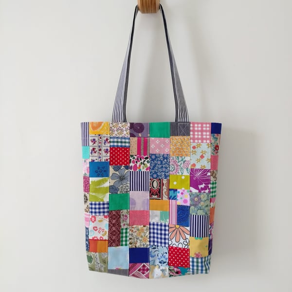 Upcycled Cotton Patchwork Tote Bag 