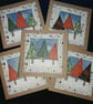 Quirky art set of 5 beautiful handmade Christmas tree blank cards and envelopes - Image 1