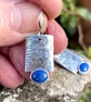 Oxidised sterling silver and lapis lazuli industrial look earrings - Image 2