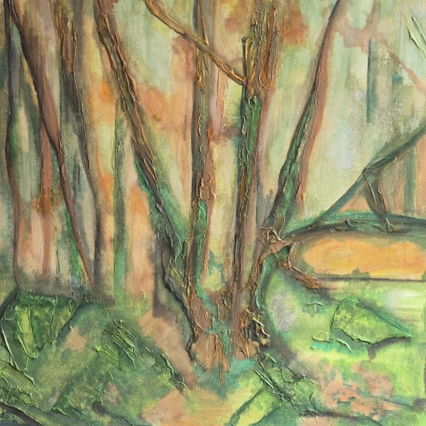 Where the forest breathes - mixed media on canvas board