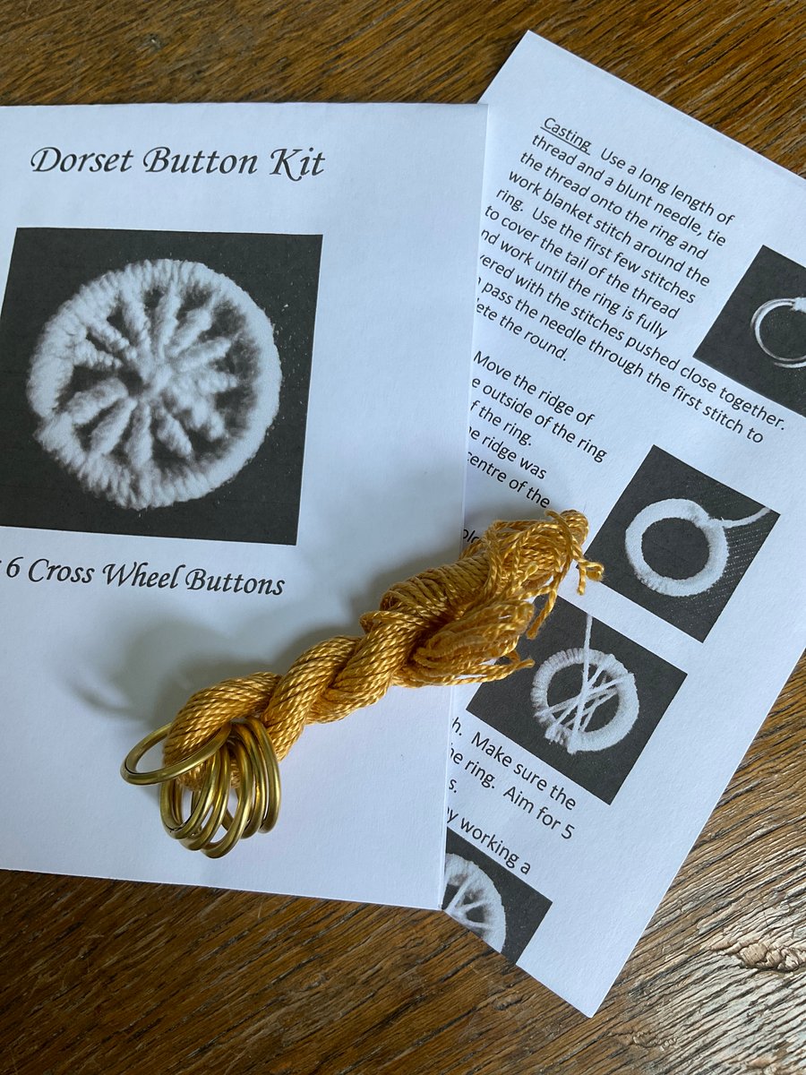 Kit to Make 6 x Dorset Cross Wheel Buttons, Light Gold