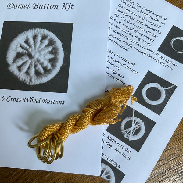 Kit to Make 6 x Dorset Cross Wheel Buttons, Light Gold