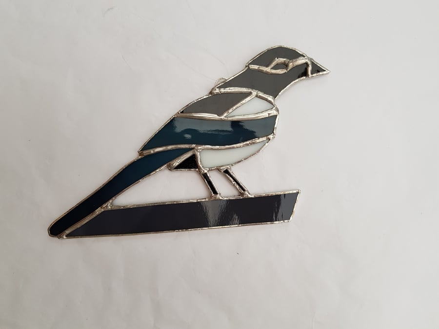 375 Stained Glass Magpie - handmade hanging decoration.