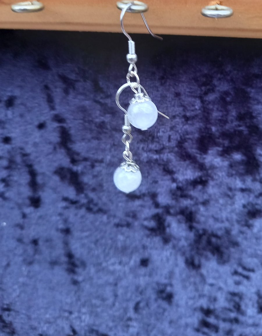 Rose quartz crystal earrings 