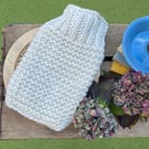 Hand knitted merino wool hot water bottle