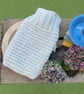 Hand knitted merino wool hot water bottle
