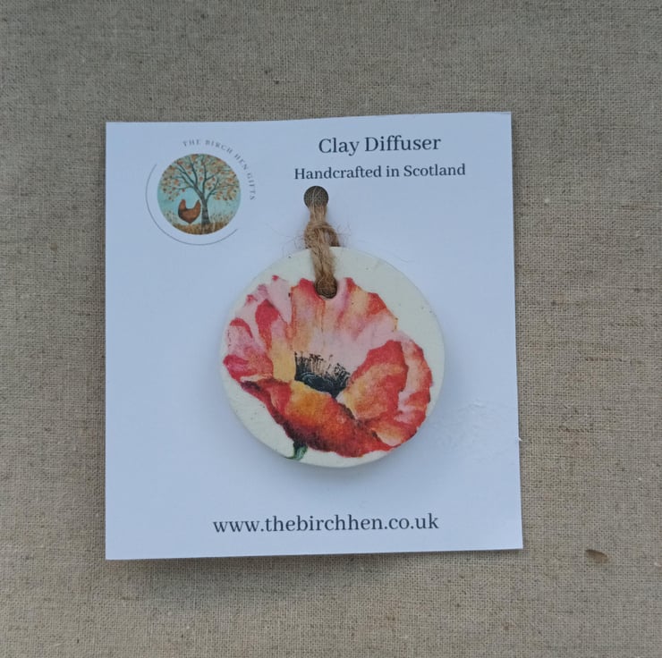 Red Poppy Round Hanging Room Diffuser, Car Air ... - Folksy