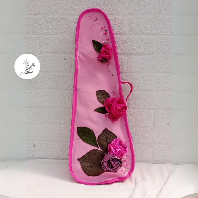 Sale: Eye-catching, Pink Roses Concert Ukulele Soft Case, Uke Gig Bag