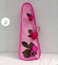 Sale: Eye-catching, Pink Roses Concert Ukulele Soft Case, Uke Gig Bag - Image 1