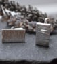 Silver bark textured cufflinks.  - Image 3