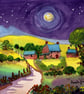 Cottage In The Moonlight, Brecon Beacons, Wales, A3 in 20 x 16'' Mount - Image 2