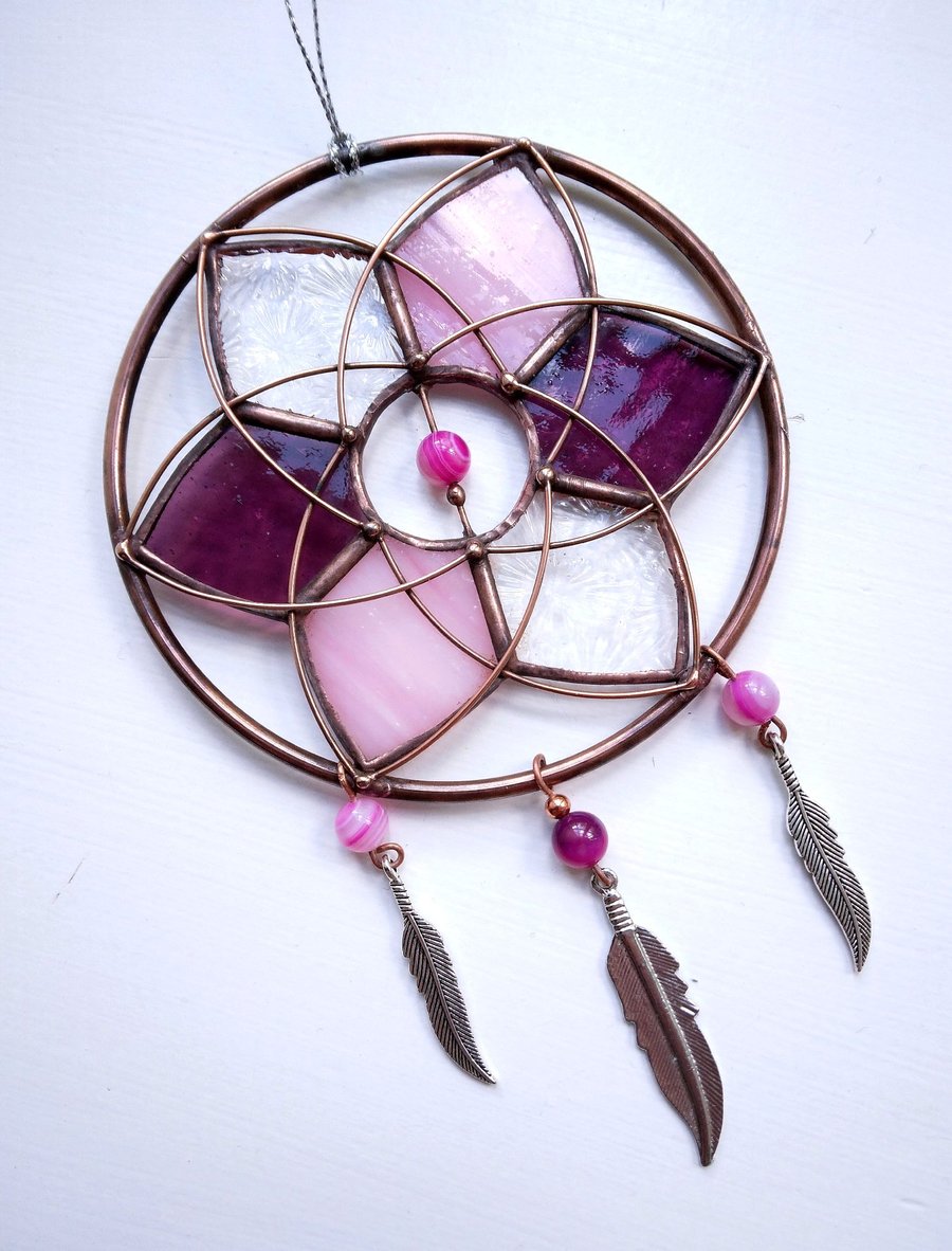 Stained Glass Mandala Dream Catcher - Pink