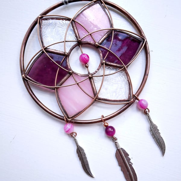 Stained Glass Mandala Dream Catcher - Pink