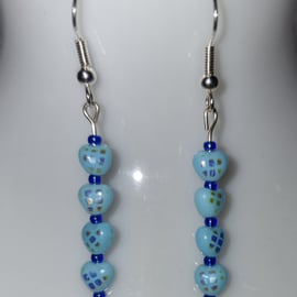 Small light blue heart earrings 
