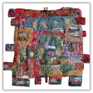 Textile collage - Highland Clearances - eco gift - hand stitched - ready to hang