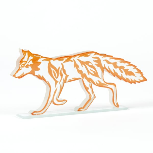 Fire Fox Glass Sculpture