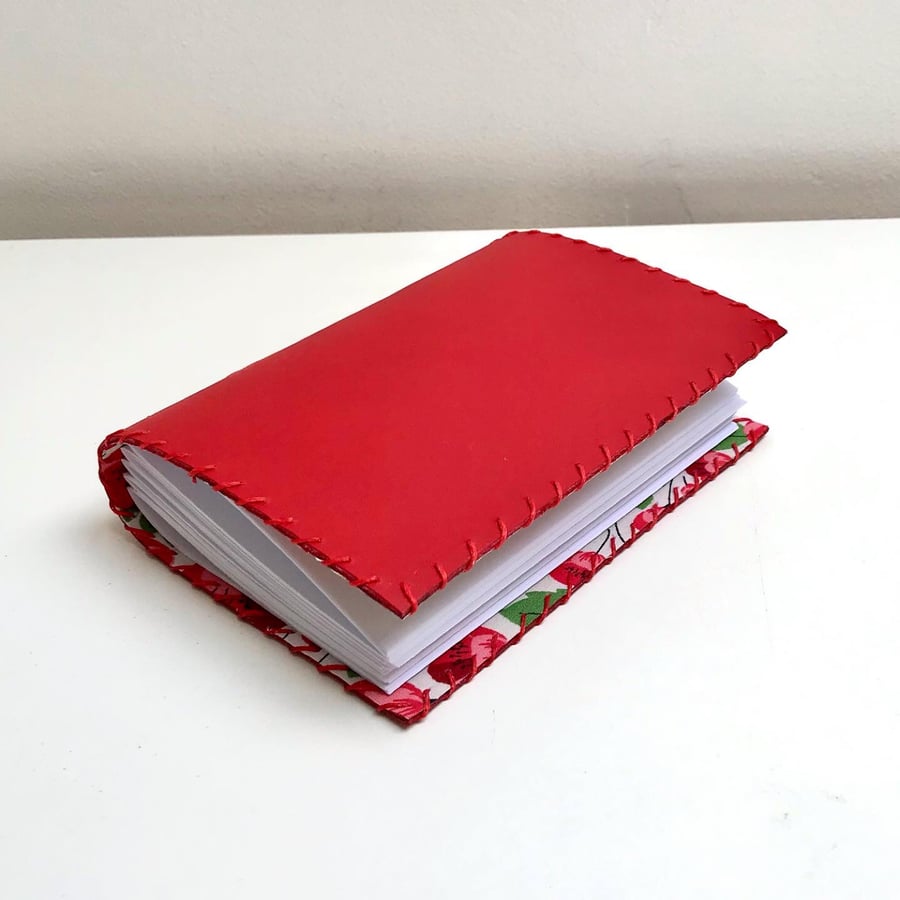 A6 Red Handmade Leather notebook 