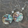 Sterling silver, Paua Shell and Pearl Drop Earrings,  E111