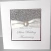 Handmade silver 25th wedding anniversary card, modern, designer